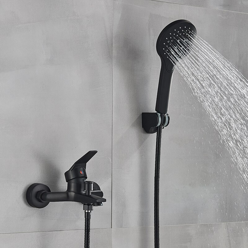 Quyanre Matte Black Bathroom Shower Faucet Bathtub Cold Water Mixer Tap Black Chrome Bathroom Shower Faucet Mixer Taps
