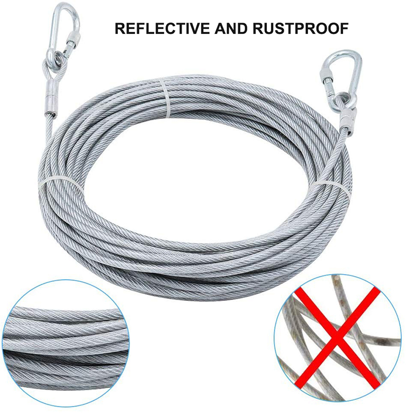 Benepaw Steel Wire Tie Out Cable Dog Leash Heavy Duty Reflective Trolley Training Lead For Large Dogs Up To 125kg Pet Runner