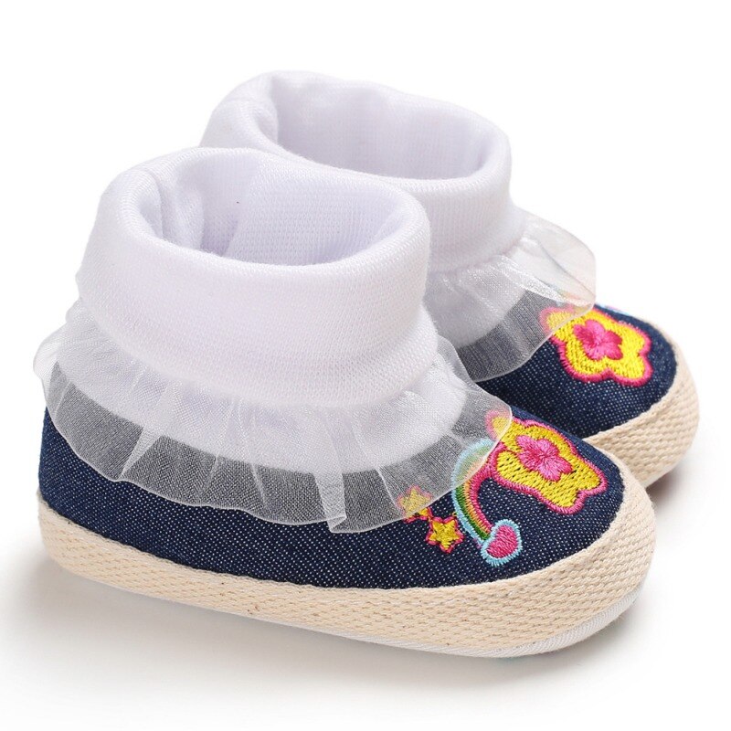 Herfst Winter Baby Laarzen Katoen Schattige Baby Toevallige Zachte Bodem Peuter Laarzen Cartoon Print Patroon Baby Laarzen: Blauw / 2