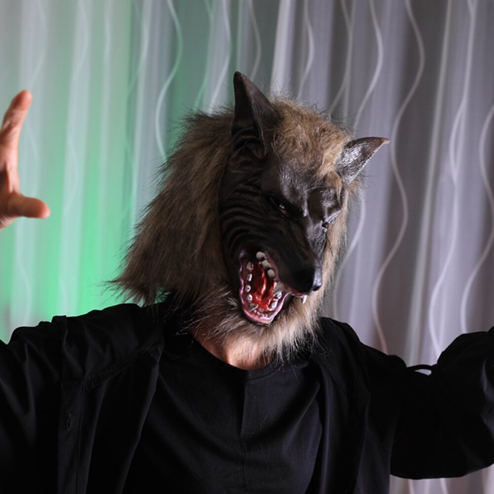Adult mask Halloween costume party props mask full set head wolf head hood simulation makeup toy mask