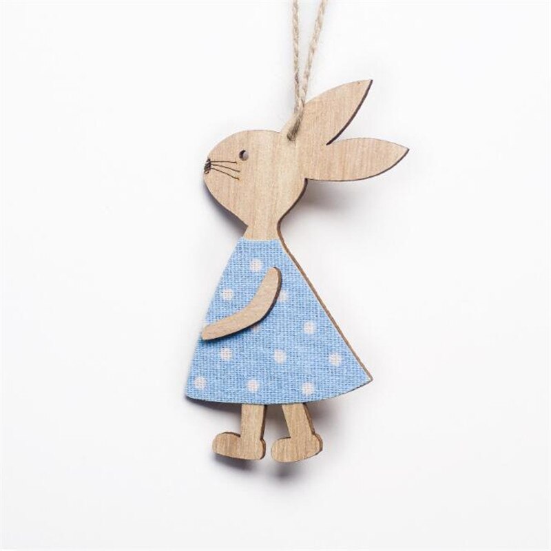 4pcs/set 7*11cm Easter Rabbit Wooden Decoration DIY Wood Hanging Crafts Cute Bunny Easter Ornaments Party Supplies Wood Crafts: 4pcs Style 2