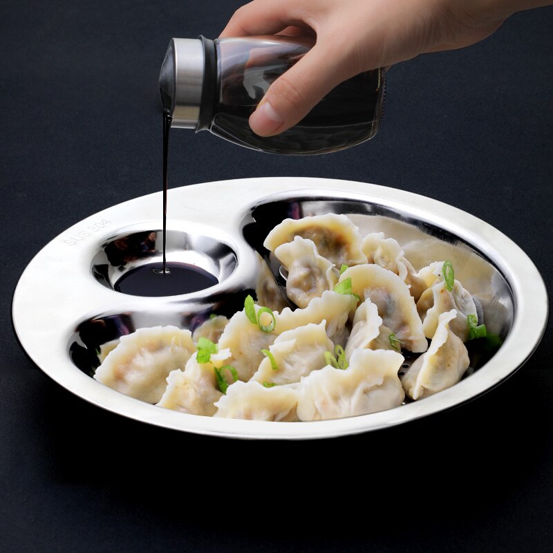 Assiette Double couche plat vinaigre boulette inox frites Dim Sum assiette Sushi grande avec bac de vidange restauration rapide