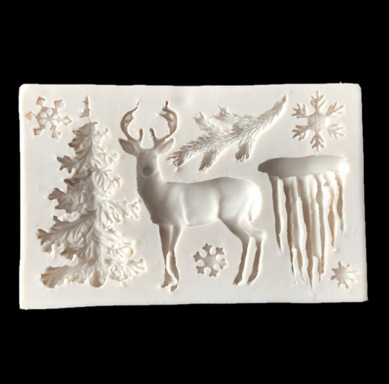 Weihnachten Serie Elch Schnee Flüssigkeit Silikon bilden DIY Foto Rahmen Zucker Kuchen Backform Dekoration Werkzeug: 50-1114-B