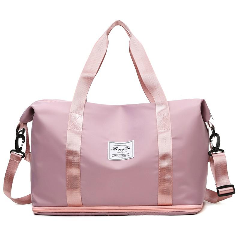 Wasserdicht Sport Fitness Tasche Einstellbare Fitnessstudio Yoga Tasche Große Reisetasche Handtasche für Frauen Wochenende Reisen tasche Bolsa Sack: Rosa