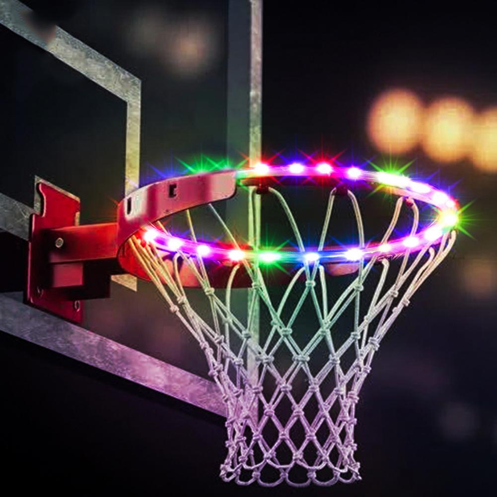 Basketball Hoop Light Battery-powered Remote Control Flexible Basketball Rim LED Light for Children