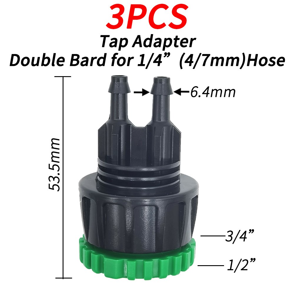 Adattatore ad innesto rapido da 2 pezzi con connettore spinato da 1/4 (ID 4 mm) o 3/8 pollici (8 mm) per irrigazione giardino irrigazione serra: verde