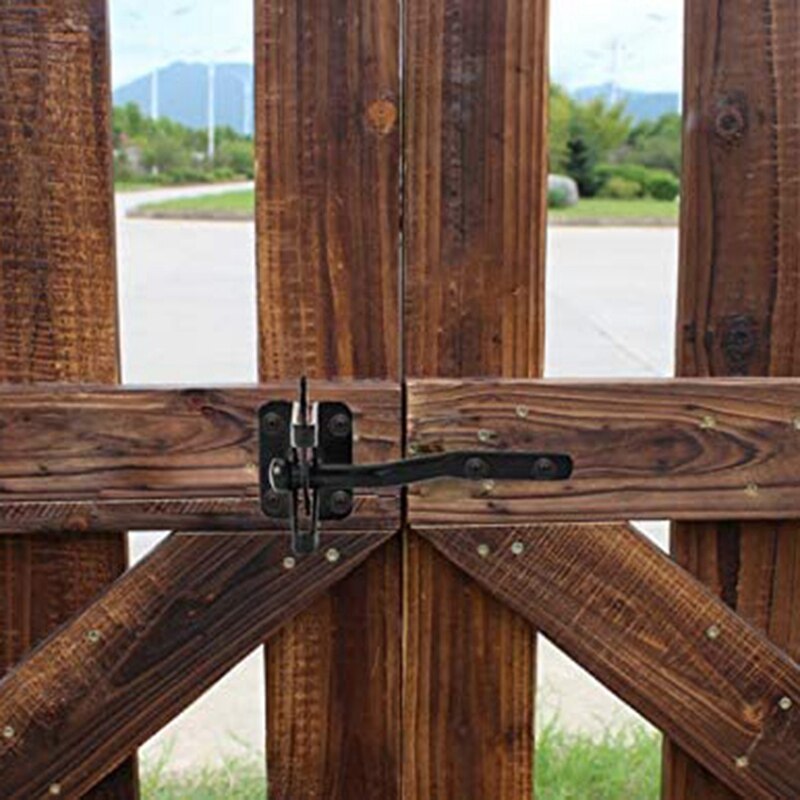 4 Pcs Zelfsluitende Poort Klink-Post Mount Automatische Zwaartekracht Hendel Houten Omheining Poort Vergrendelingen Met Bevestigingsmiddelen