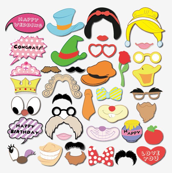 Fun Wedding Photo Booth Props Party Decorations Funny Mask Birthday Party Props for Photography DIY Graduation Hand Props: 38pcs set