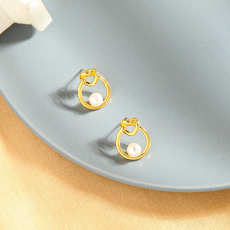 Gold Color Metal sheets Ear Stud Earrings Crystal Chain Tassel Pendant Small Simple Earring Jewelry For Women Factory