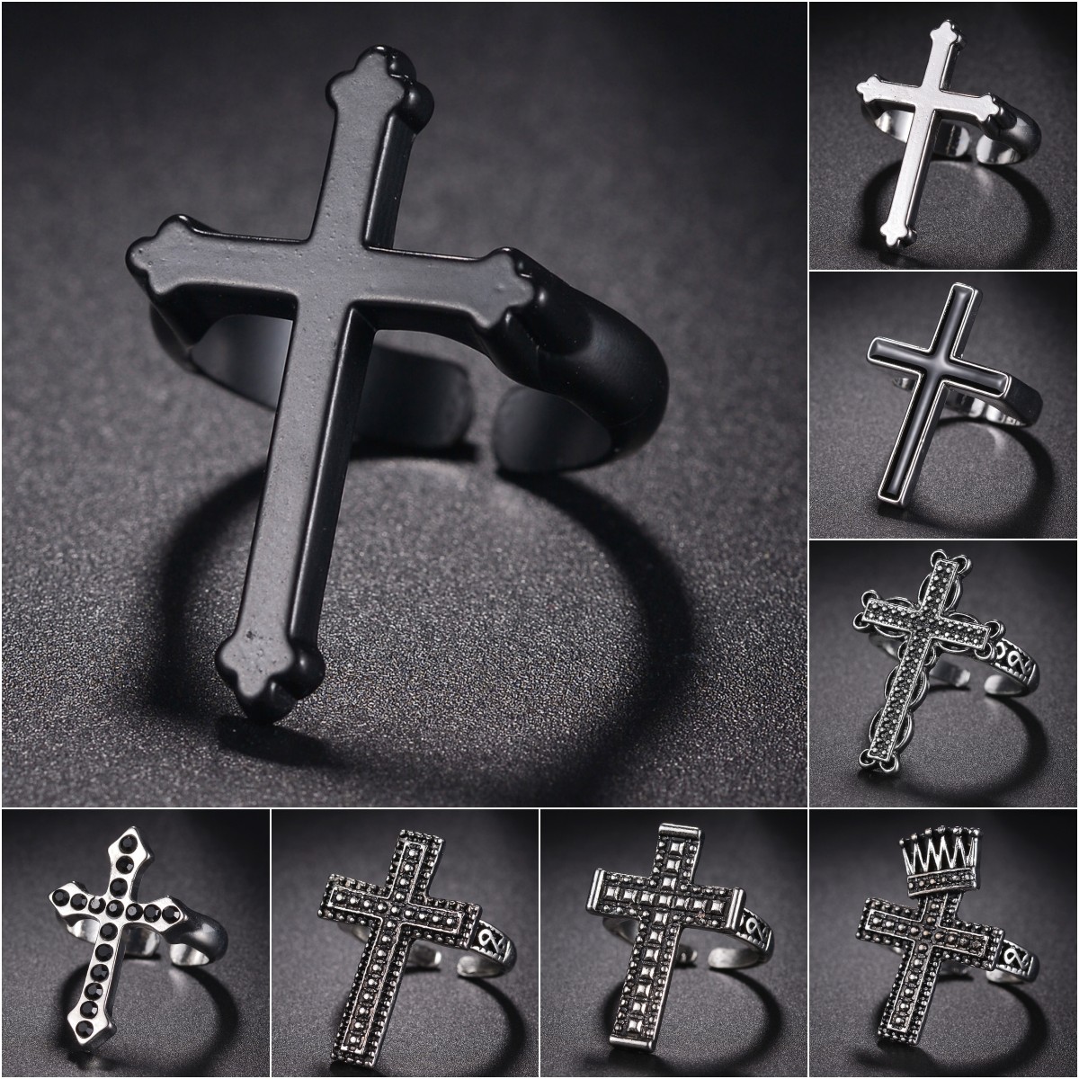 Bague croix noire Vintage pour femmes, gothique, Punk, Steampunk, jésus, pour hommes, fille et garçon, fête, bijoux masculins à la