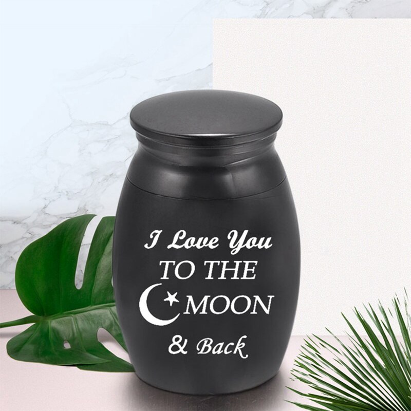Cremation Ashes Urn Keepsake Casket Columbarium Pet Memorials Mini Size Pet Supplies Black Alloy Pet Urns for Dog Cat Bird Mouse