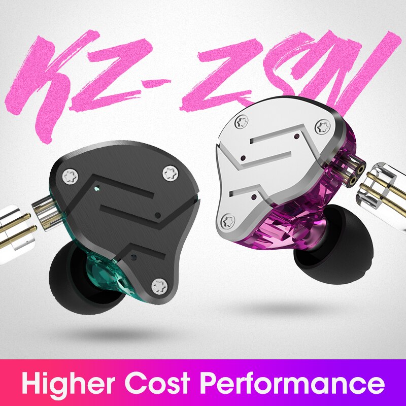 Kz zsn fones de ouvido 1dd + 1ba híbrido no monitor com cancelamento ruído alta fidelidade música esportes estéreo baixo fone com microfone
