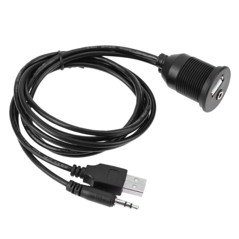 del tablero de instrumentos del coche Moto montaje USB 2,0 de Panel 3,5mm M/F AUX plomo Cable de extensión Cable de coche estilismo para el Panel de mandos para coche de la motocicleta