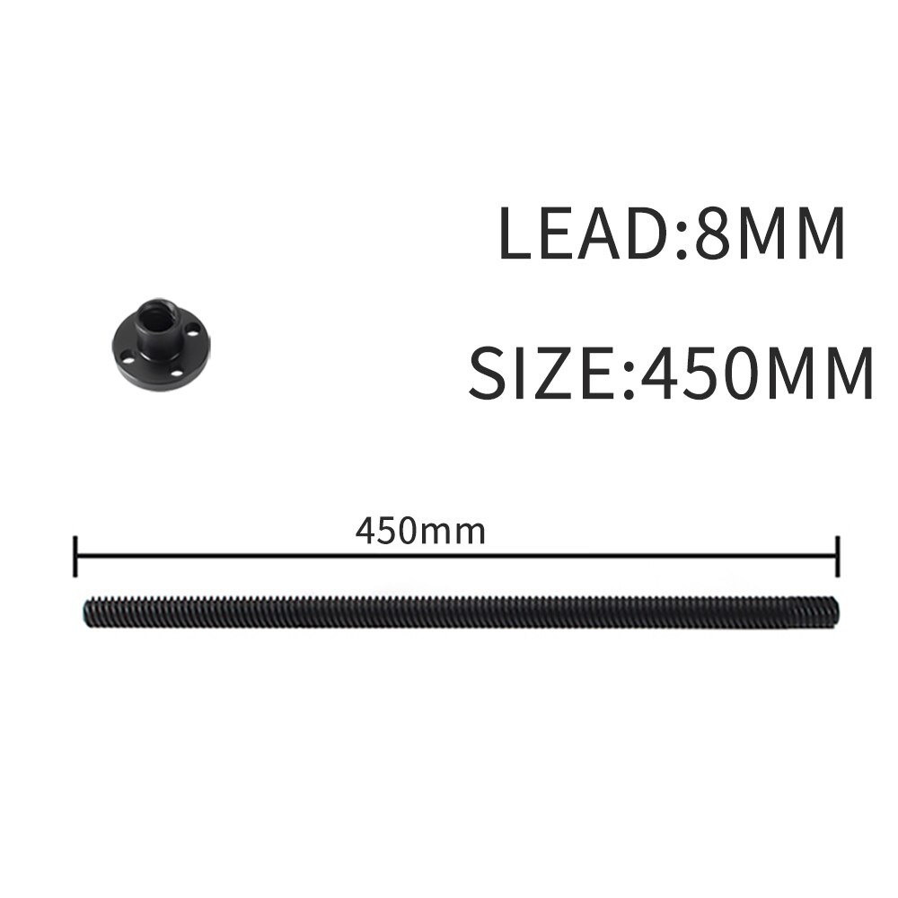 T8 PTFE Teflonto Lead Screw 2mm/8mm With POM Nut For Ender3 Ender3 pro Ender3 V2 Ender5 Sidewinder X1 VORON 3D Printer Parts: Lead 8MM 450