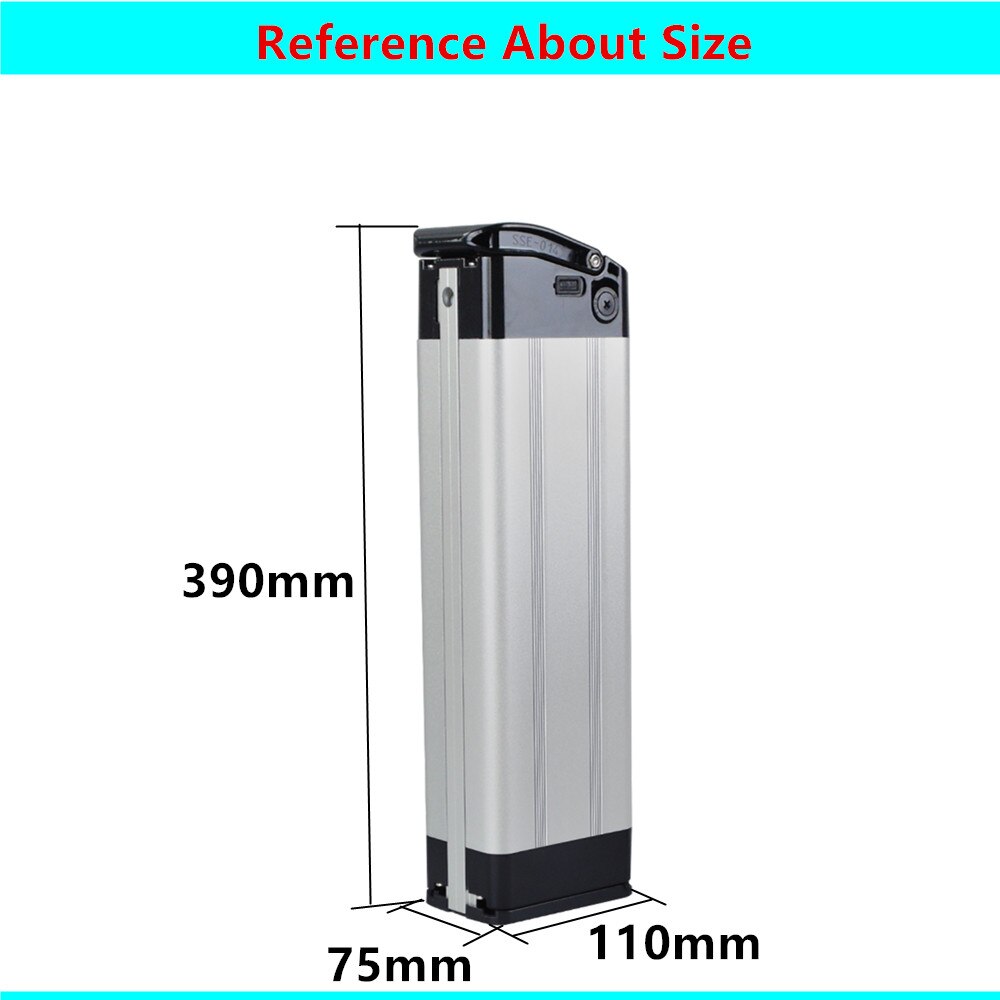 Bottom Plug Connector Silver Fish Ebike Battery Box with USB 24v 36v 48v 52v City Bike Folding Bike Fat Bike E-bike Battery Box