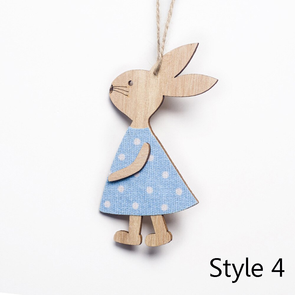 1/3 Pcs Pasen Konijn Houten Decoratie Diy Hout Opknoping Ambachten Schattige Bunny Pasen Ornamenten Feestartikelen Hout Ambachten: Style 4-3pcs