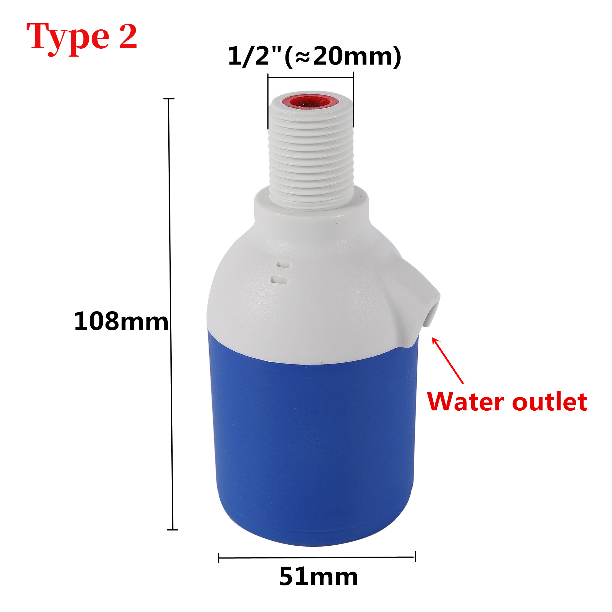 Wassertank-Schwimmer, 1/2 Zoll Außengewinde, gerades Durchgangs-Wasserstandventil, automatisches Schwimmerventil, Turmschwimmer, Kugelhahn, Tankventil, 1 Stück