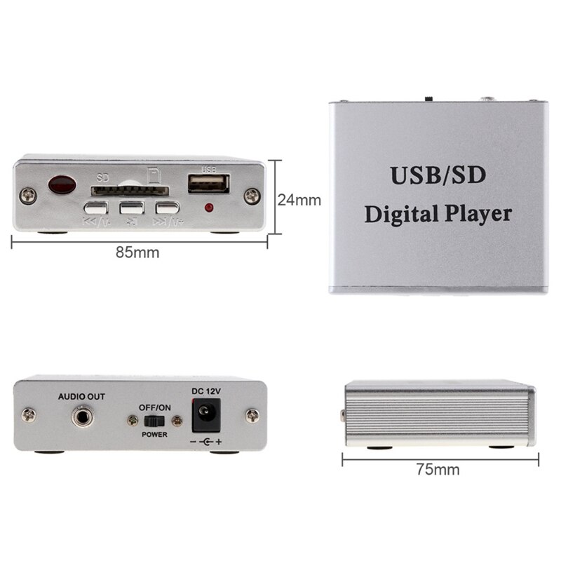 Dc 12V Digitale Auto Eindversterker Mp3 O Player Reader 3-Elektronische Toetsenbord Control Ondersteuning Usb sd Mmc-kaart Met Rem