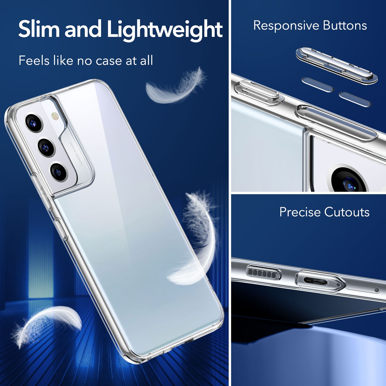 ESR-funda de TPU para Samsung Galaxy S22 Ultra, cubierta trasera transparente, fina y suave, para Samsung S22 Plus