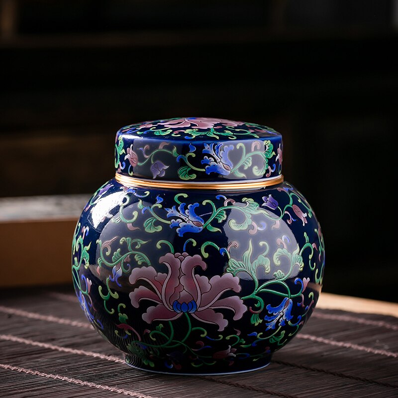 Tea Caddy Ceramic Jar Tea Box Storage Tank Kitchen Food Container Decorative Jar Tea Organizer Tea Tins Organize Box Sugar Bowl: 02