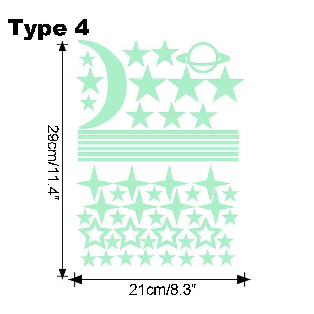 Bedroom Ceilling Luminous Stickers Glow In Dark Moon Universe 3D Fluorescent Bubble Sticker Stars Dots Kid Room Wall Art Decor: Type 4