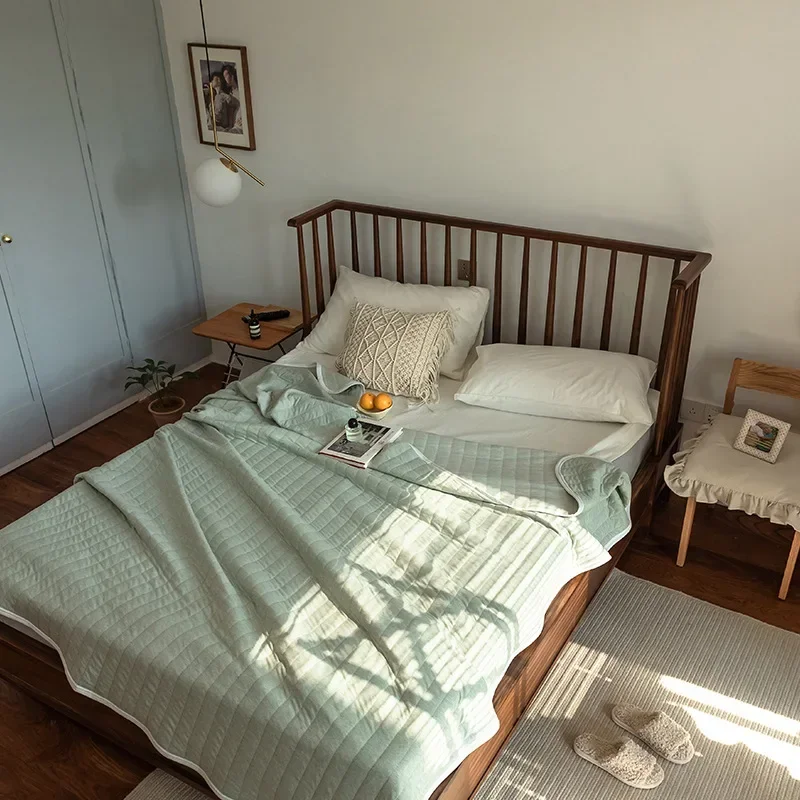 Streifen Baumwolle Sommer decke für Bett weiche haut freundliche Königin Stepp decke für Sommer klimaanlage dünne Bettdecke atmungsaktiv: uns-König / Orange