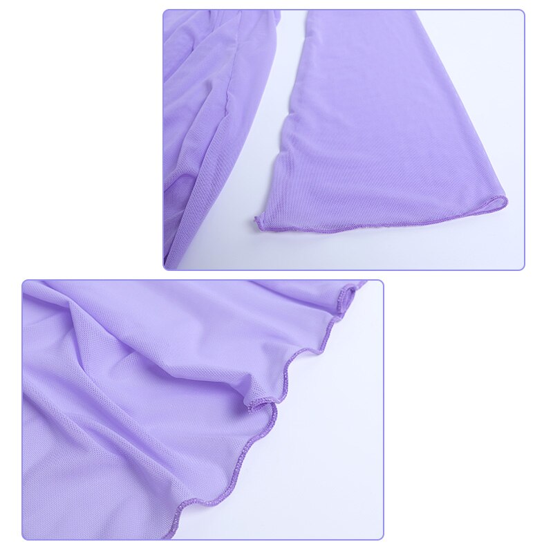 Women Mesh Ballet Dance Overall Flare Sleeve Adults Girls Women Ballet Tops Wrap Dance Coats