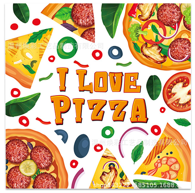 Cartoon Pizza Food Party Wegwerpservies Sets Verjaardag Barbecue Camping Borden Kopjes Servetten Baby Shower Party Picknick Decor: Olijf