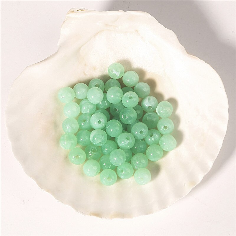 100pcs 6mm Acrylic Clouds Beads Effect Round BEADS Spacer Loose Beads For Jewelry Making Accessories DIY Bracelet Necklace: Light Green