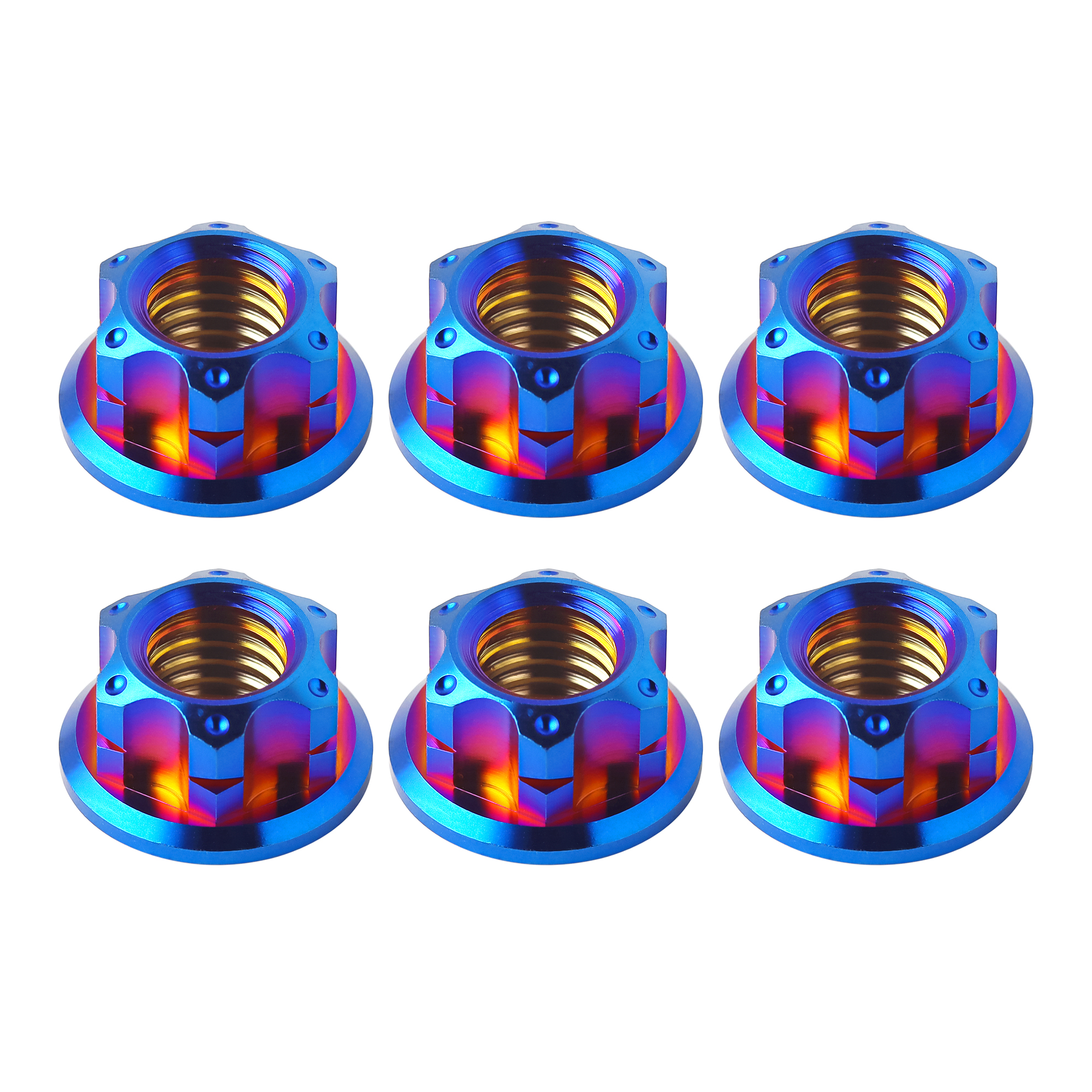 XMSJ M6 M8 M10 M12 Hex Hexagon Flange Titanium Nuts Rear Axle Lock Nut for Bike Motorcycle Fastener Titanium Hex Flange Nuts: M27 / PURPLE