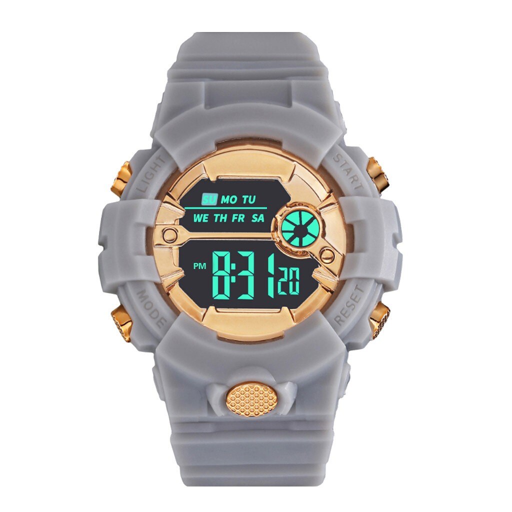 Mode Waterdichte Horloge Jongen Lcd Digitale Stopwatch Datum Rubber Sport Polshorloge Beweging Horloges: GY