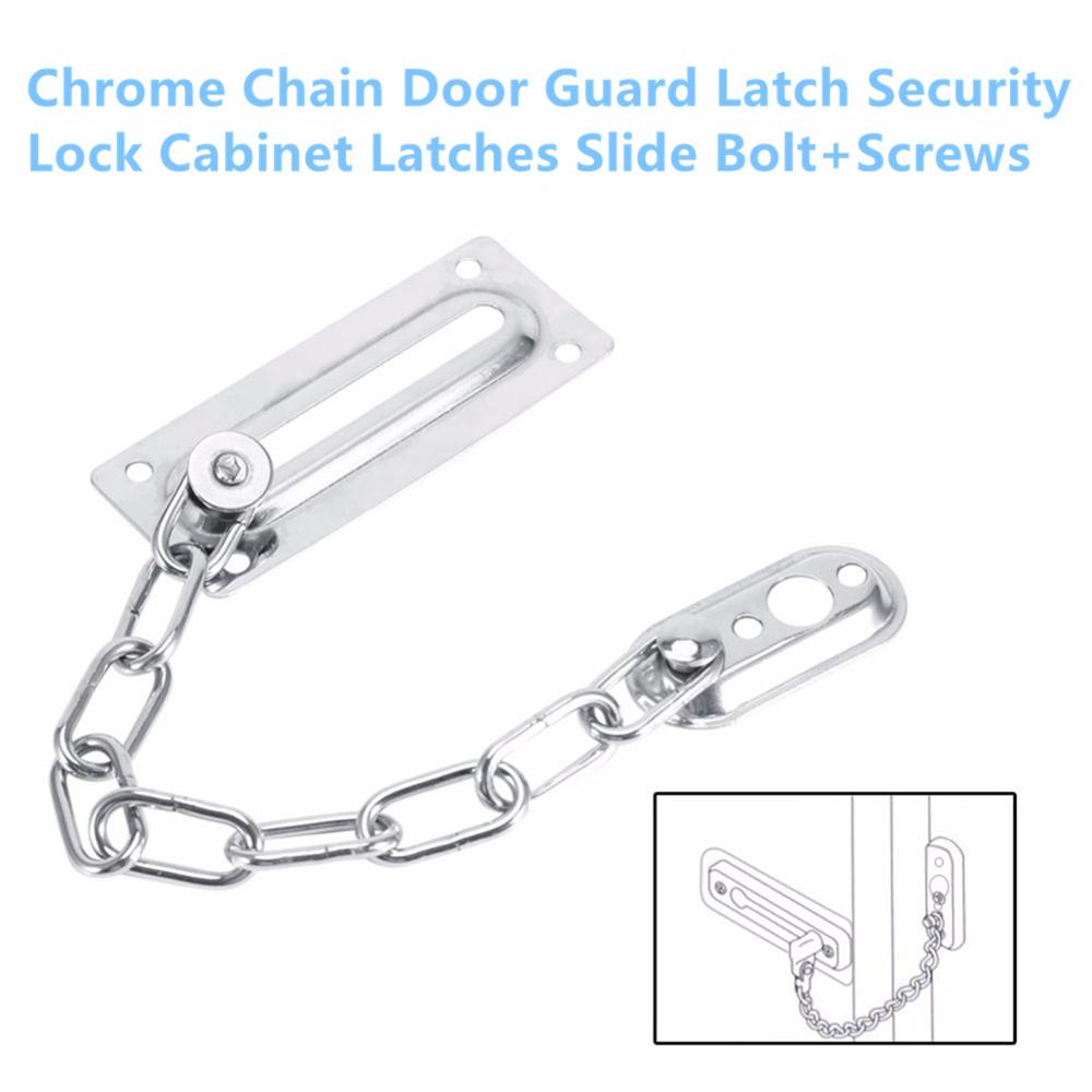 Sliding Door Lock Chrome Door Lock Chain Bolt Safety Chain Hotel Office Security Chain Gate Cabinet Latches Decorative Hardware