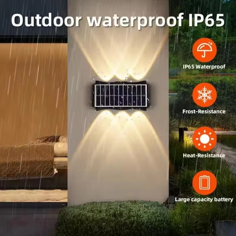 Zonne-wandlamp buiten zonne-LED-licht waterdicht op en neer lichtgevende verlichting balkon tuin tuindecoratie zonne-verlichting