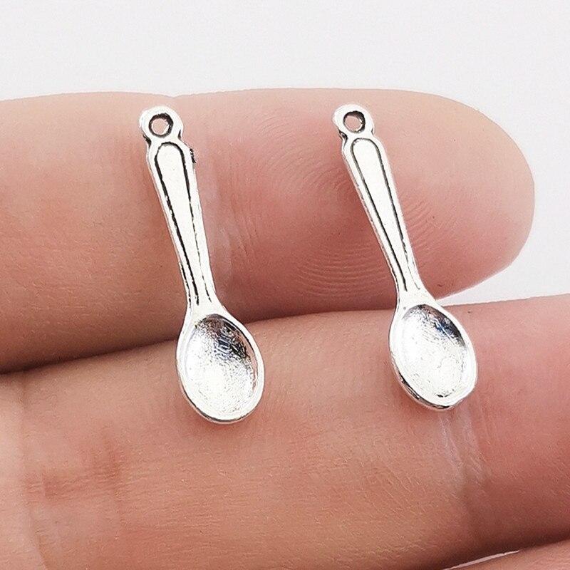 Jindinsp 30Pcs Bestek Charms Lepel Vork Steak Mes Charms Tibetaans Zilveren Kleur Hangers Diy Sieraden Ambachten Maken Bevindingen