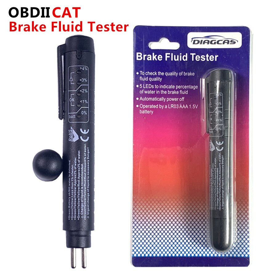 Car Brake Fluid Tester Car Diagnostic Accurate 5 LED Oil Check Pen Universal Brake Fluid Tester Auto Automotive Testing