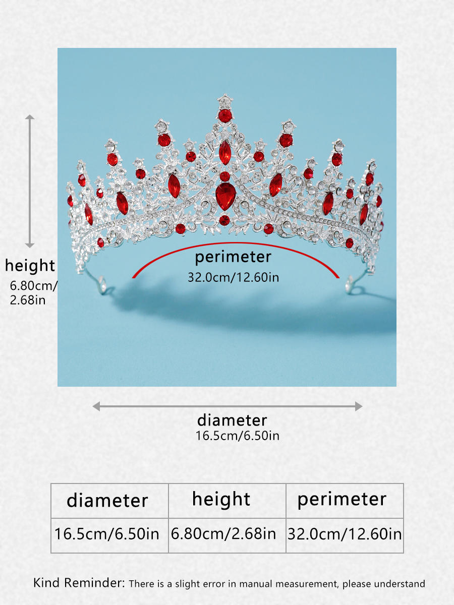 Itacazzo bridal headwear crown, classic red - ColourTiras suitable for women's weddings and birthday parties: Rhodium Plated