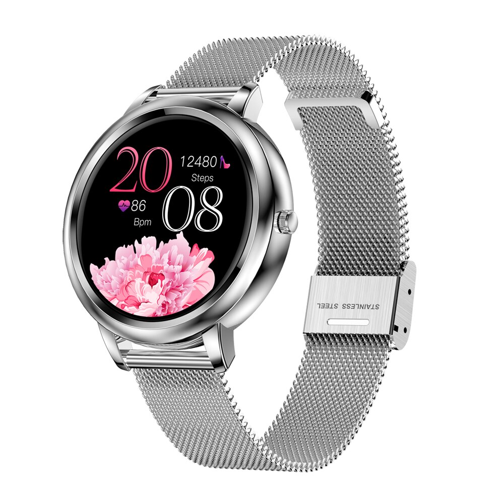 696 MK20 Vrouwen Slimme Horloge Dames Full Screen Touch Smart Horloge Stappenteller Hartslag Sleep Tracking Horloges: Silver Steel