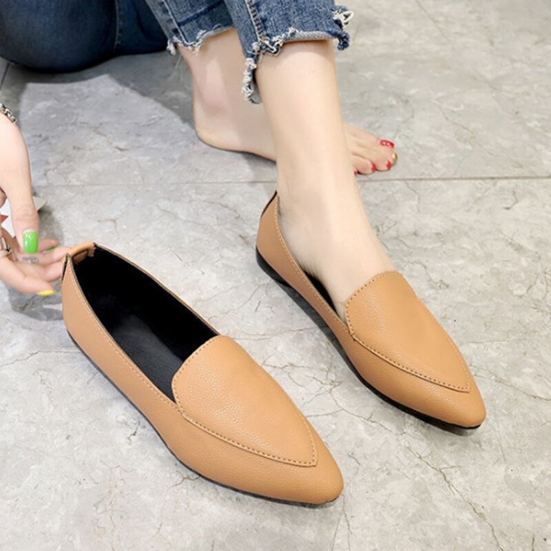 Cresfimix kvinder sød sød spids tå slip on sommer loafers dame klassisk komfort forår sko kvinde vin rød flade sko  a6059