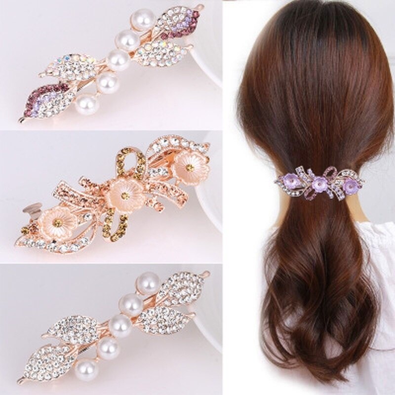 Weibliche Bunte Blume Perle Blume Haarnadel Haar Zubehör Weibliche Strass Haarnadel Kopfschmuck