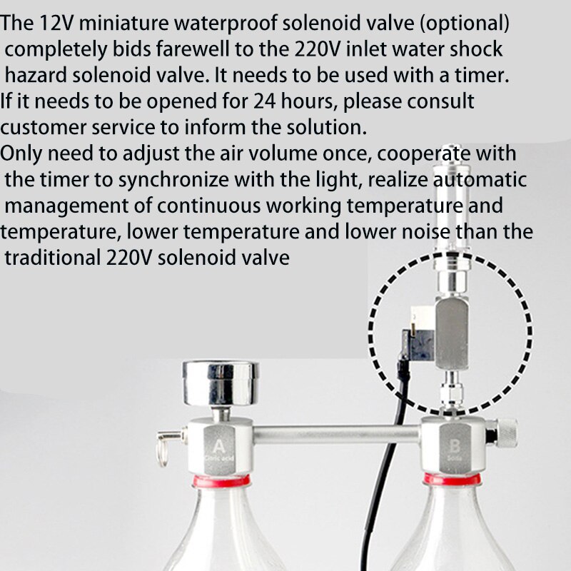 Aquarium CO2 Regulator System Kit CO2 Diffuser Generator Bubble Atomizer with Solenoid Valve-US Plug