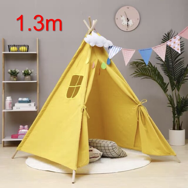 1,3 M kinder Zelt Für Kinder Geburtstag Kinder Cabana Große Spielen Haus Dekoration Teppich Tragbare Tipi Infantil Haus: AZ014-0yellow