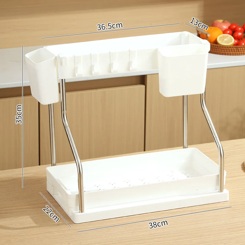 ﻿ 2-Tier Küche Lagerung Unter Waschbecken Organizer Ziehen Doppel-Schicht Waschbecken Demontage Lagerung Rack Badezimmer Küche Desktop Racks: See blau