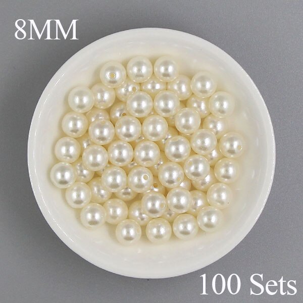 Runde perle nitter perle hvide knopper og pigge til tøj / hatte / bukser diy nitte perler knopper til læder 6/8/10/12/14/16/20mm: 8mm 100 sæt