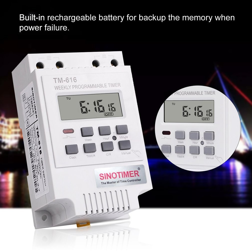 TM616B-2 30A 220V Elektronische Wekelijkse Programmeerbare Digitale Schakelklok Relais Timer Timer Din Rail Mount