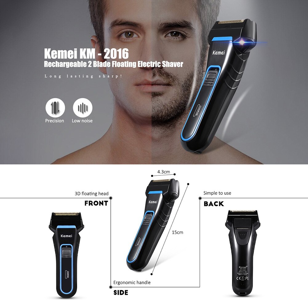 Rasoir électrique à Double lame, système de rasage alternatif, Rechargeable, , pour hommes, KM