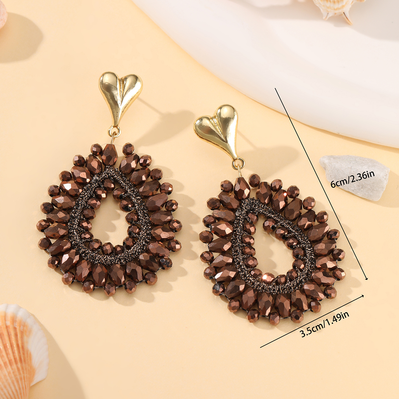 INKDEW-pendientes de gota de agua bohemios para mujer, aretes grandes y largos hechos a mano, cuentas facetadas de cristal, joyería de EA152