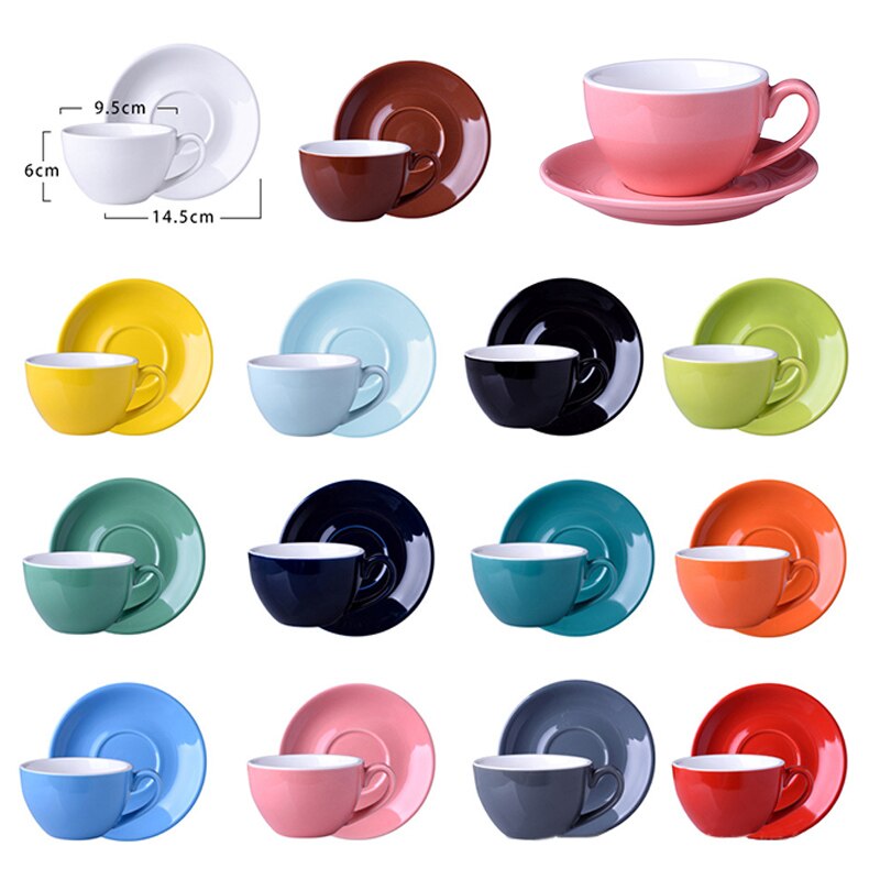 220ml keramiske kaffekopper kaffekoppsett europeisk stil cappuccinokopper for latte mokka te kaffekopp med tallerken