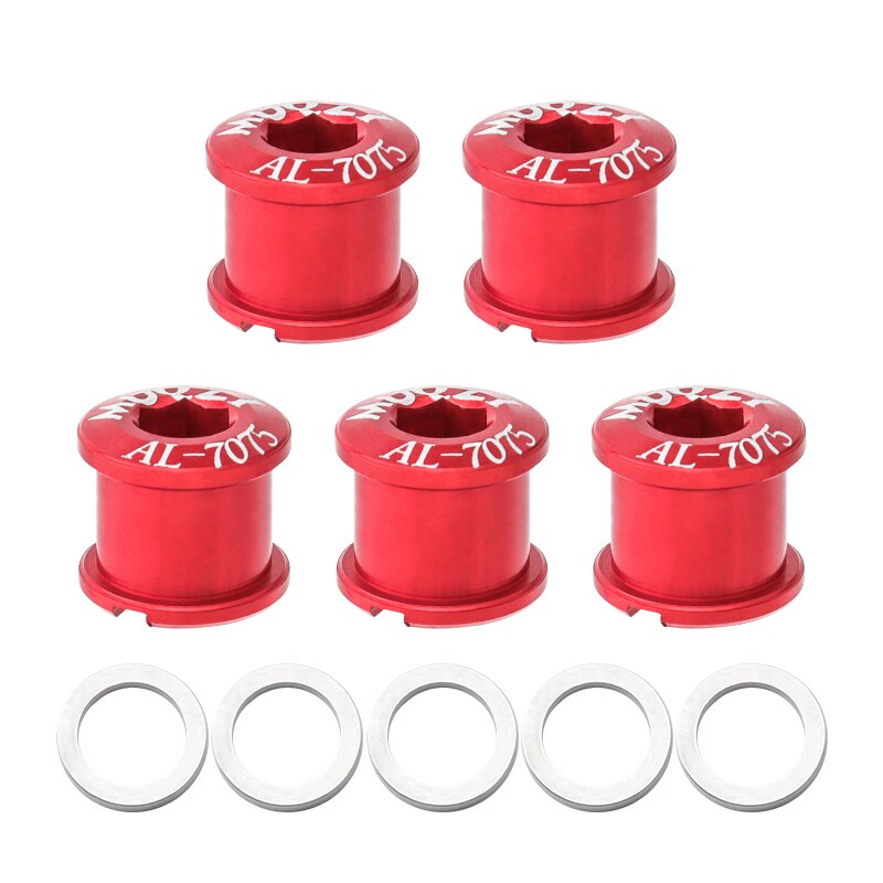 Tornillos para bielas de bicicleta, Tuercas para bielas de aleación de aluminio, superligeras, doble disco, 5 uds.: Double Red-2mm