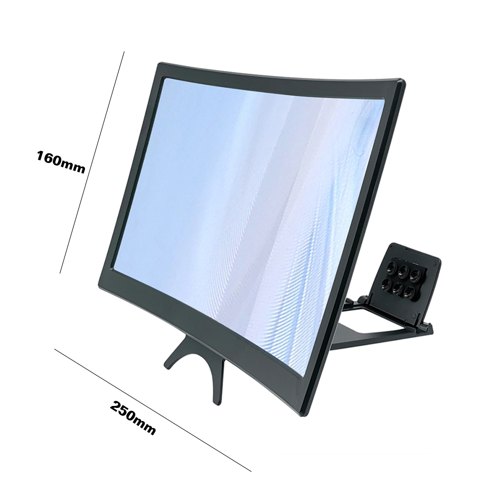 12 inch Curve Phone Screen Magnifier HD Screen Magnifying Video Movie Game Amplifier Projector with Foldable Mobile Phone Stand