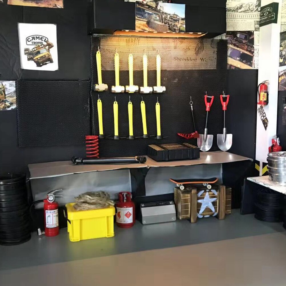 3 Pz/impostato Della Lega mini Pala Martello Zappa Accessorio auto Giocattolo arredamento per 1/10 TRX-4 SCX10 D90 RC auto